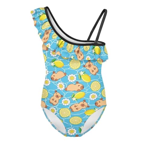 Image of Girls One Piece Swimsuits Size 3-14 Trendy Ruffle Bathing Suit Casual Hawaiian Summer Beach Swimwear