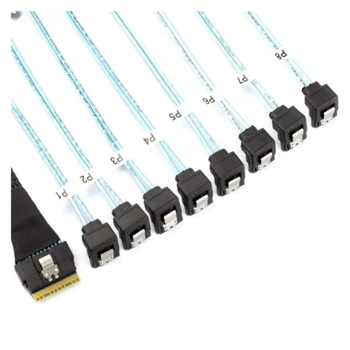 Cable de conversión PCI-E Slimline S/AS SFF-8654 a 8x SATA 0.5m miniatura 4