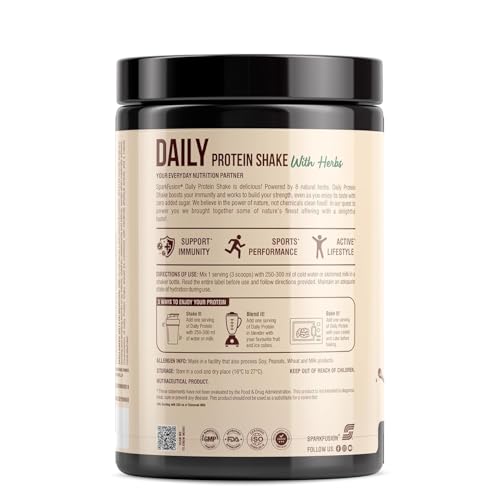 Sparkfusion Daily Protein Shake With Hebrs | 21 Gm Protein With 8 Hebrs For Men & Women | Alphonso Mango Flavour 500 Gm