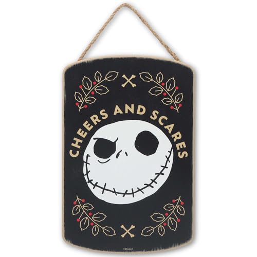 Disney The Nightmare Before Christmas Cheers and Scares Hanging Wood Sign