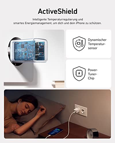 Anker 521 Ladegerät, Anker Nano, 40W PIQ 3.0 Dual-Port USB-C Netzteil, Für iPhone 17/Pro/Pro Max/iPhone Air/16/15, iPad mini, MacBook Air