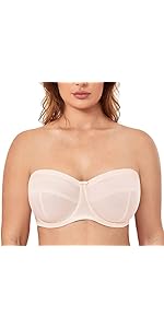 DELIMIRA Naadloze Grote Maten Strapless Minimizer-BH Voor Dames Beige 80C