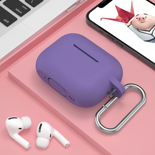 Image of for AirPods Pro 2nd 1st Generation Case Cover with Keychain, Protective Soft Silicone Skin Accessories for Apple AirPods Pro Charging Case 2022 /2019, Front LED Visible, Lavender
