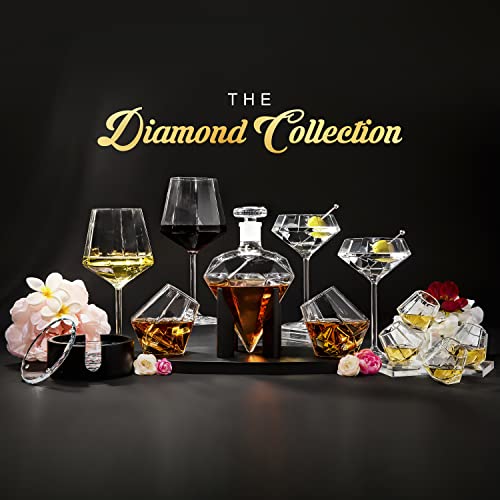 Dragon Glassware Diamond Whiskey Glasses, Premium Designer Tumblers for Whisky, Bourbon, Scotch, 300 ml, Gift Boxed - Set of 2