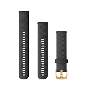 Garmin Quick Release Accessory Band 20 mm- Black Silicone, Slate Hardware (010-12932-13)