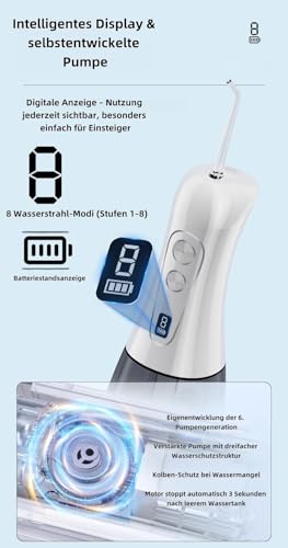 Multifunktionaler Zahnreiniger für Erwachsene – Elektrische tragbare Munddusche für den Heimgebrauch, Hochfrequenz-Puls-Wasserstrahl zur Zahn- und Mundhygiene (Schwarz) – Bild 5