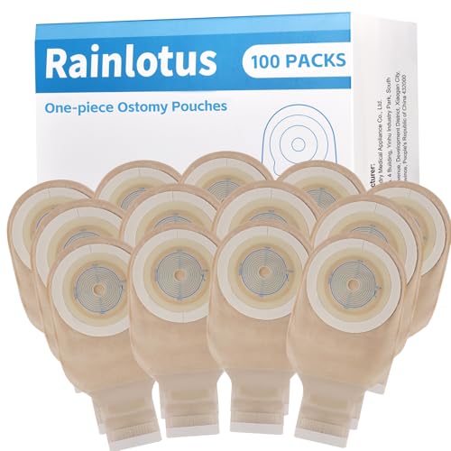 Rainlotus 100 PCS Colostomy Bags One-Piece Cut-to-Fit 15-65mm