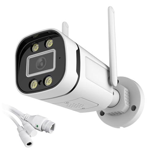 Funxwe 4G LTE Wireless Cellular Network Security Camera Built-in SIM Card Slot, Two Way Audio Spotlight Color Night Vision Motion Detection 1080P HD Surveillance Outdoor