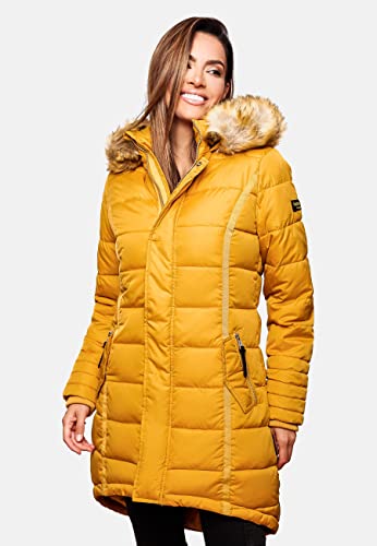 Navahoo Damen Wintermantel Papaya Gelb Gr. S
