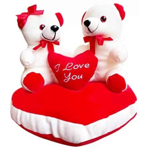 Image of DearJoy Teddy Couple Sitting On A Heart 30 cm