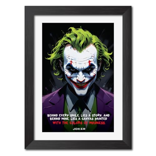 Image of TenorArts Joker Poster with Quotes Comics Photo Frame Painting With Black Wooden Textures (12inches x 9inches)