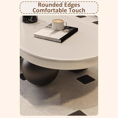 Table basse ovale moderne noire et blanche en bois pour salon - 6