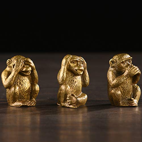 Estatua de tres monos en latón para escritorio miniatura 4