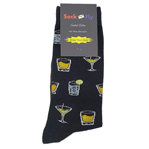 Martini & Drink Dress Socks Funny Novelty Crazy Fun Design Men Size 8-12 Cotton Casual Crew Colorful Funky Fancy Socks Gift for Men4