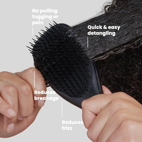 Image of Tangle Teezer Ultimate Detangler Curly Hair Brush, 3C to 4C, Black | Patented two-tier, firm-flex teeth detangle, reduce breakage & frizz on wet or dry hair; hairbrush for curly to coily hair