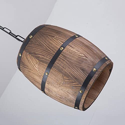 Lámpara de techo vintage E27 de barril de madera para restaurante loft y cafetería 2