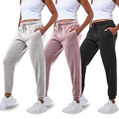 Common Stitch 3 Pack Sweatpants Women, Cozy Womens Sweatpants, Fleece