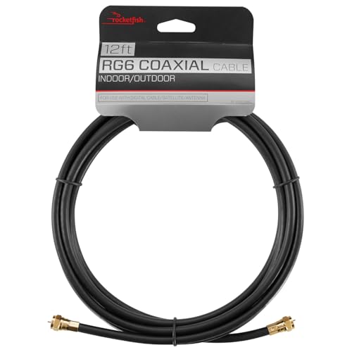 Câbles coaxiaux RG6 Rocketfish et répartiteur 2 voies pour TV et modem haut débit (3,7 m)