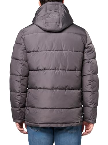 Image of Nautica Men's Midweight Quilted Faux Memory Puffer Jacket -Adjustable Hood Insulated Winter Coat
