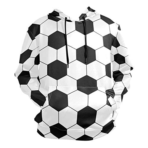 Moletom masculino com capuz e manga comprida com estampa 3D hexagonal bola de futebol, Multicolorido
