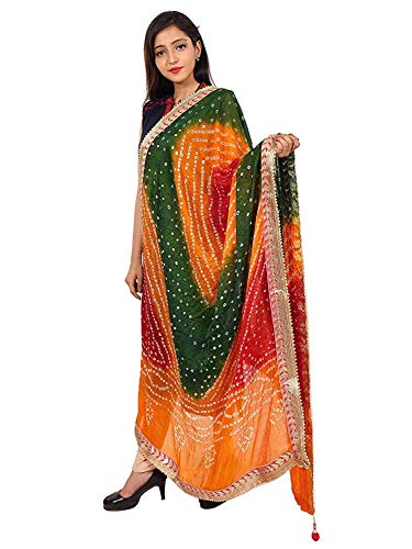 Image of Lifestyle Art Silk Embellished Women's Dupatta Bandhani Bandhej Jaipuri Rajasthani Dupatta