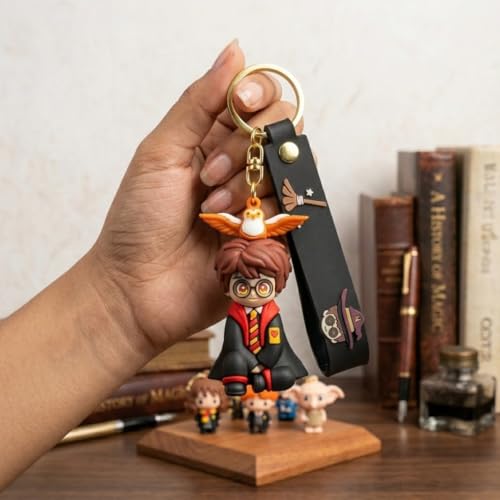 Image of Wanna Party Harry The Magician Keychain, Wizard Theme Keychains for Boys Girls, Return Gift Favors, Cute Backpack Key Chain Accessories Wristlet Chain Car Charms