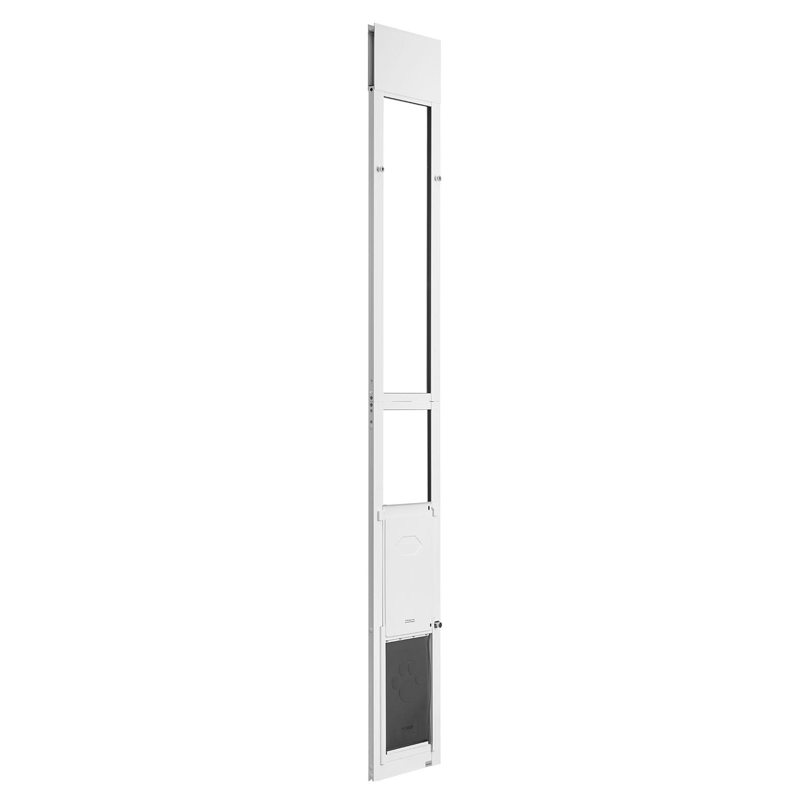 VEVOR Puerta Corrediza de Vidrio con Entrada para Perros, Altura Ajustable, Puerta para Mascota 21 x 31,1 cm de 3 Capas, Marco de Aluminio, Instalación sin taladrar, Compatible con Perros Medianos