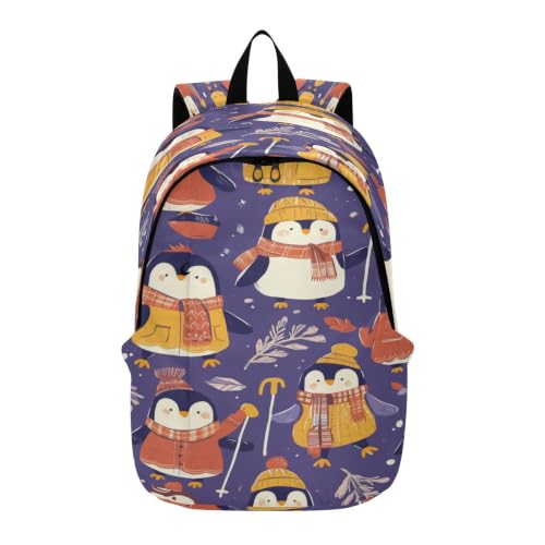 Cartable pingouins drôles violet pour soulager le dos des écoliers