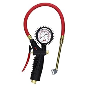 Milton Industries S-576A Milton Pro Analog Pistol Grip Inflator Gauge, Dual Head Chuck and 15″ Hose, 160 psi