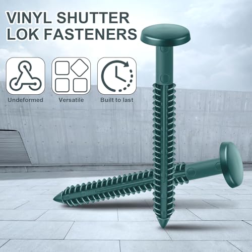 Image of Blulu 120 Pcs 3 Inch Vinyl Shutter Fastener Window Panel Peg Lok Pin Pegs Screws Shutter Spikes Anchor (Forest Green)
