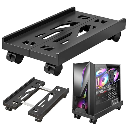 CPU Holder,Supporto Per Torre,Carrello Porta PC Con 4 Rotelle,Regolabile,Custodia Per Computer,Supporto Universale Per CPU Per Ufficio,Famiglia(Nero)