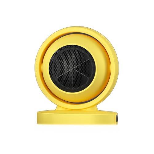 OXIZER セラミックヒーター 小型 卓上足温器 2秒暖気 大風量 静音 軽量 傾斜防止 自動停止 過熱保護 角度調整可能 ワンボタンスタート 操作簡単 省エネ 暖房器具 持ち運び便利 浴室、脱衣所、オフィス、寝室、デスク用 (イエロー)
