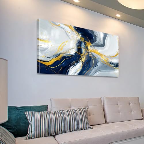 Impression sur toile marine et dorée grand format 80x162