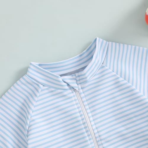 Toddler Baby Boy Swimsuit Infant Zipper Rash Guard Swimwear T-Shirt and Swim Trunk Sun Hat 3 Piece Bathing Suit4
