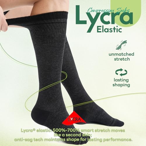 Mens Compression Socks for Men Women, 15-20 mmHg Bamboo Viscose Knee High Soft Support for Travel Daily4