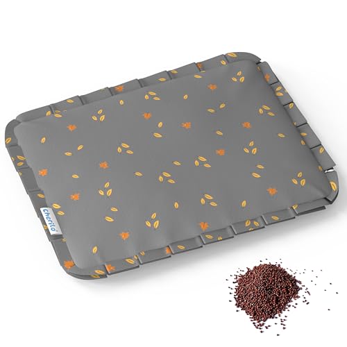 Image of Cherilo Mustard Seed Baby Comfort Cushion | Adjustable Filling | Soft Cotton Cover | 28 x 21.5 x 2 cm - Grey Leaf Pattern