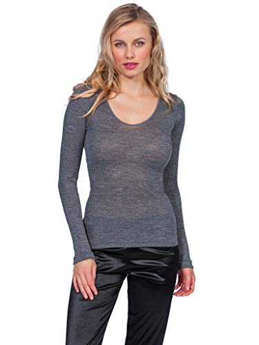 EGI ® Luxury Wool Silk Long Sleeve Top with Satin Trim. Proudly Made in Italy.2