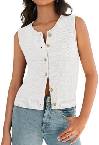 Yousify Womens Sweater Vest 2025 Summer Trendy Sleeveless Knit Bu...