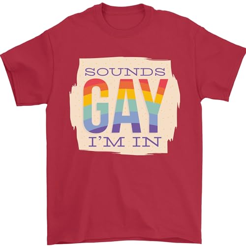 Sounds Gay Im in Funny LGBT Gay Pride T-shirt da uomo 100% cotone, Rosso, XL