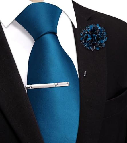 Image of Hi-Tie Men's Extra Long Solid Satin Tie Set 63 Inch /70 Inch Formal Necktie