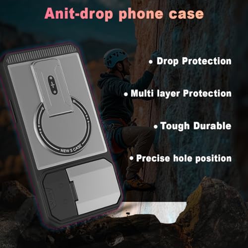 Image of Hupshy iPhone 16 Back Cover with Camera Protection Rings, Kickstand-Matte /Anti, Non-Slip, Camera Glass Protection,Transparent Shockproof Cover for iPhone 16 (Gray)