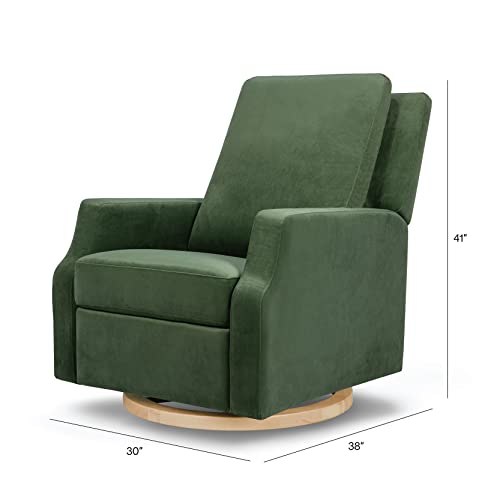 Namesake Crewe Recliner And Swivel Glider In Forest Green Velvet With Light Wood Base, Greenguard Gold Certified #TOP6
