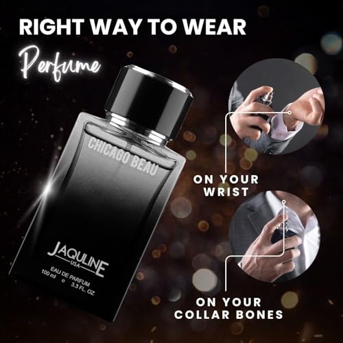 Image of JAQULINE USA Chicago Beau Premium Long Lasting Perfume | Men Women | Woody, Citrus & Musky | Sophisticated Versatile Fragrance - 100ml
