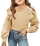 Zwurew Beige Girls Sweatshirt Ruffles Girls Long Sleeve Shirts Princess Dress Up Clothes for Little