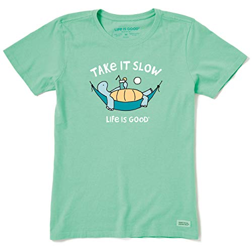 Life is Good Womens Vintage Crusher Positive Graphic T-Shirt, Slow Spearmint Green, Large