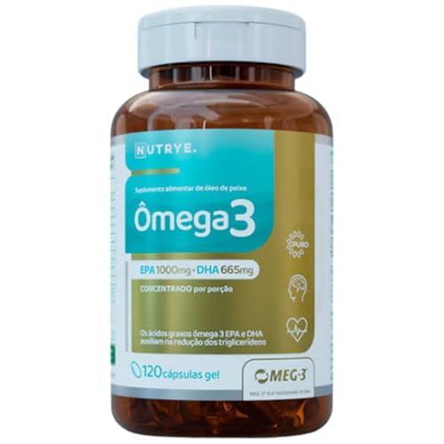 Ômega 3 Nutrye | EPA 1000mg e DHA 665mg | 120 Cápsulas (1000mg) | Suporte para Coração, Cérebro e Visão | Certificação MEG-3