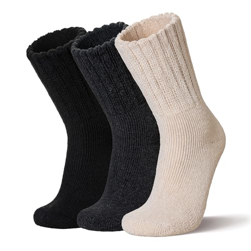 Image of Velice Wool Socks for Women Merino Wool Boot Hiking Thick Thermal Warm Winter Crew Cushion Cozy Work Socks 5 Pairs