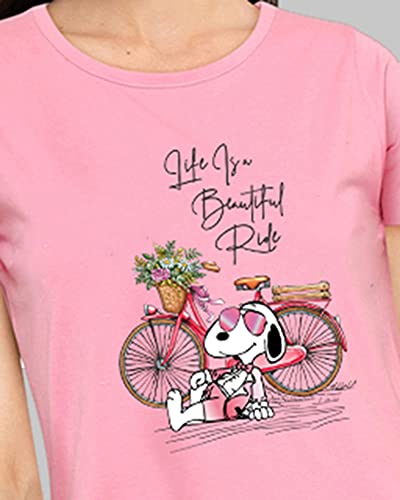 Image of Women's, Round Neck, Half-Sleeve, Printed, Cotton, Regular Fit, T-Shirt for Women