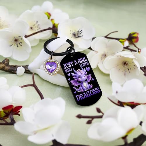 Best Dragon Gifts for Girls Dragon Keychain Gifts for Dragons Lover Christmas Birthday Gift for Her Just A Girl Who Loves Dragons Keychain for Friend Sister Daughter4