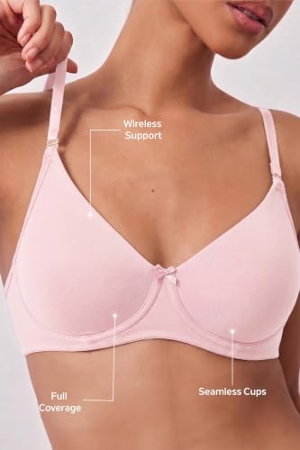 Image of Van Heusen Women's Everyday Cotton Bra|Medium Coverage|Non Padded|Non Wired|Seamless Moulded Cups|Anti Bacterial Tech| Keeps you Fresh|Sweat Absorbent|No Slip Soft Straps|Detachable Straps|Style 11001